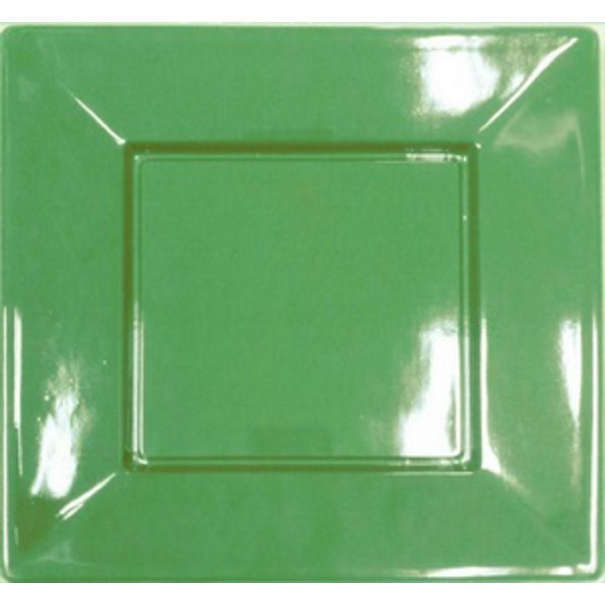 Assiettes plastique carré 23 cm vert granny réutilisable x 8