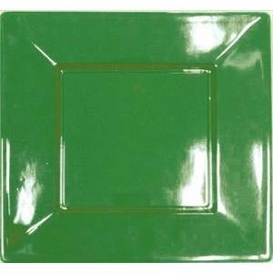 Assiettes plastique carré 23 cm vert réutilisable x 8