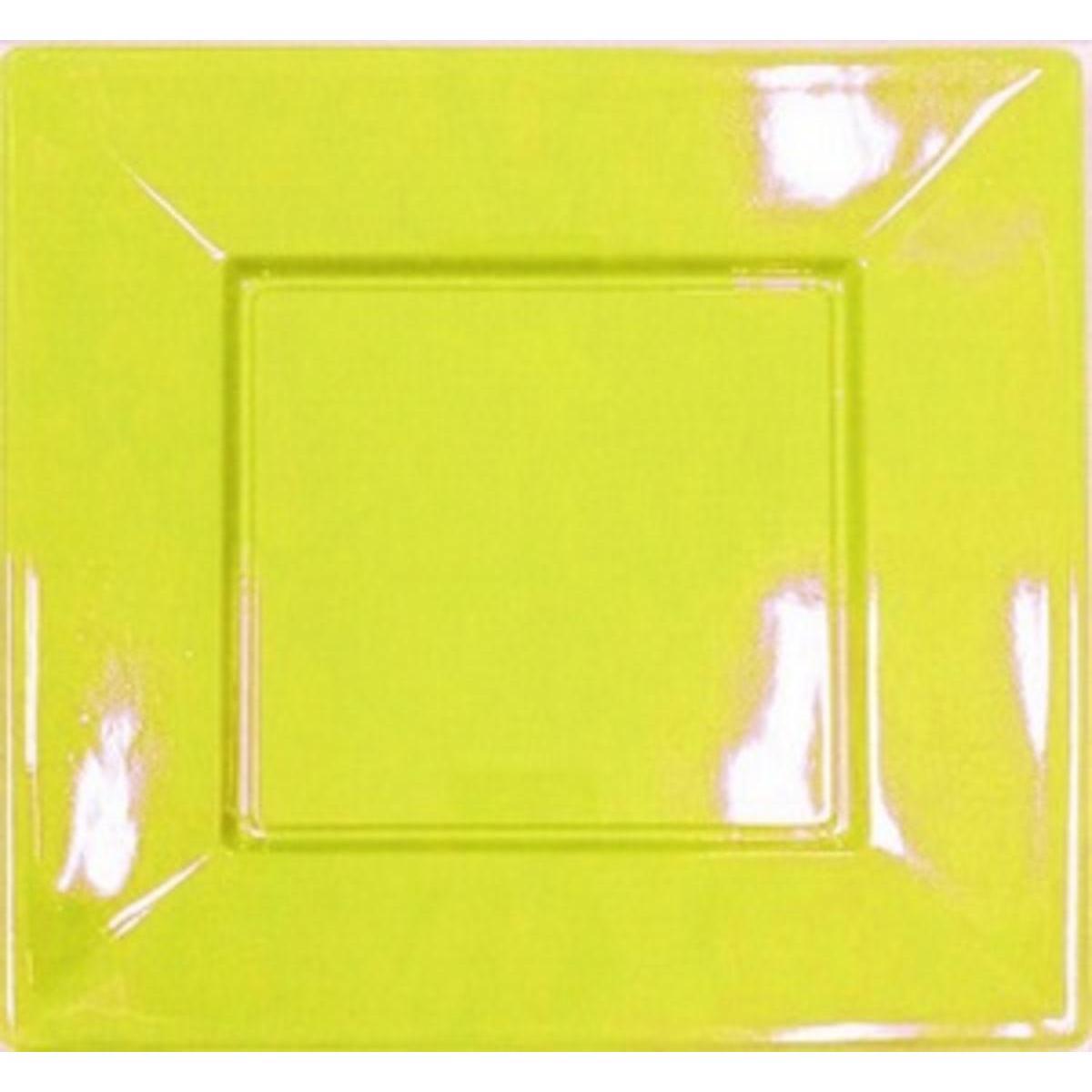 Assiettes plastique carré 23 cm jaune réutilisable x 8