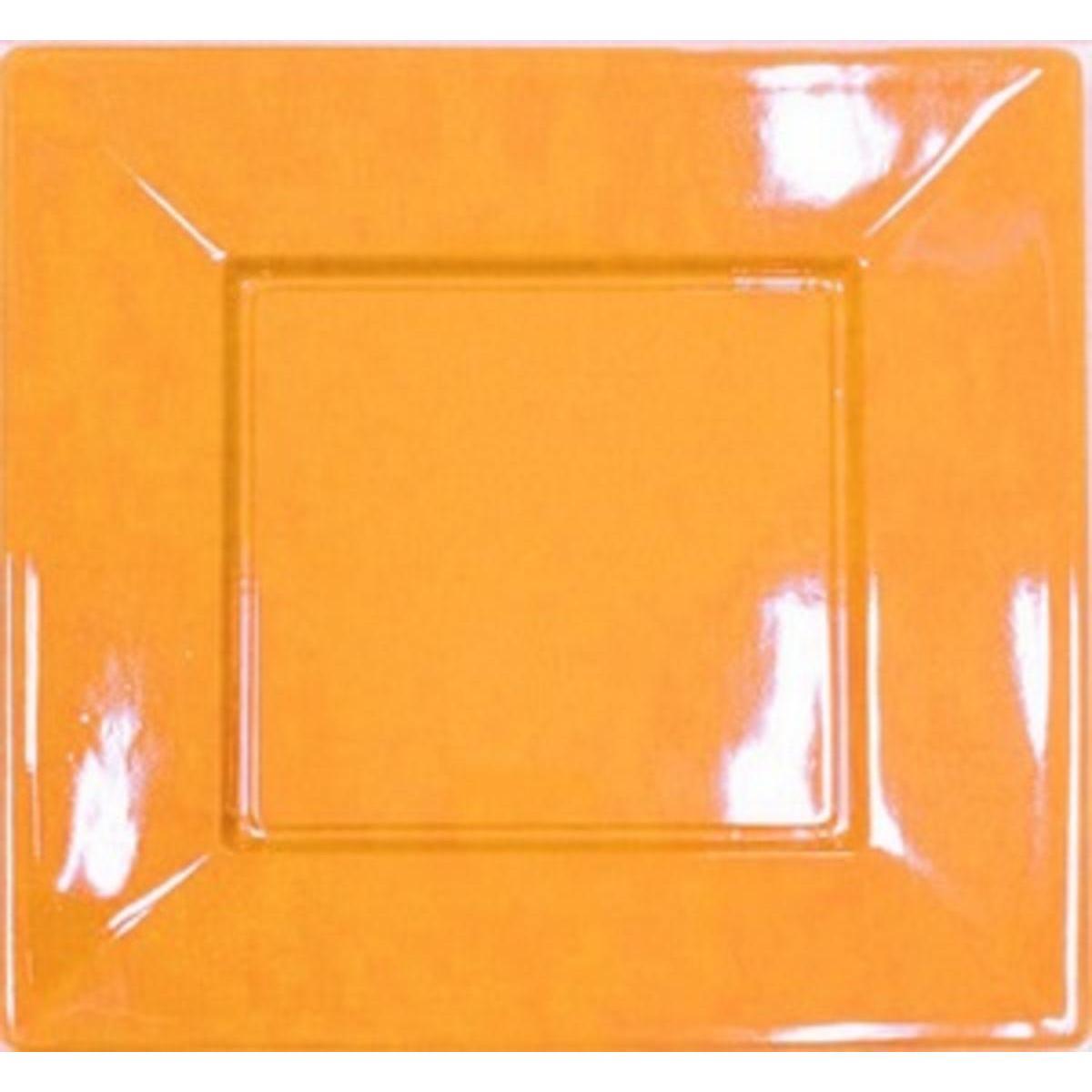 Assiettes plastique carré 23 cm mangue réutilisable x 8