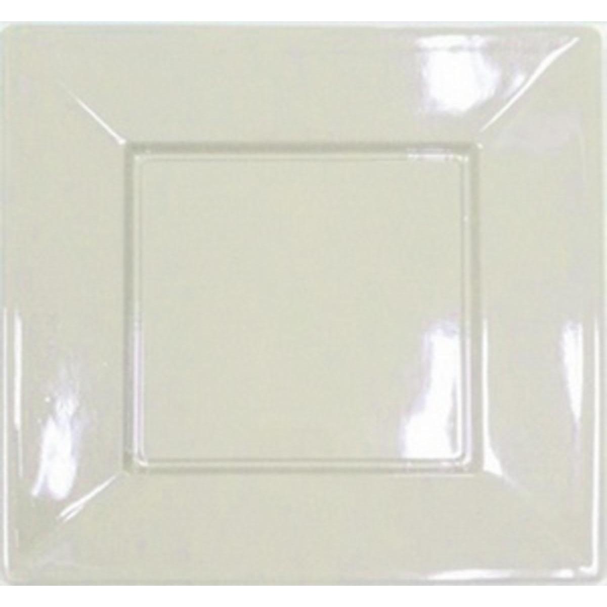 Assiettes plastique carré 23 cm ivoire réutilisable x 8