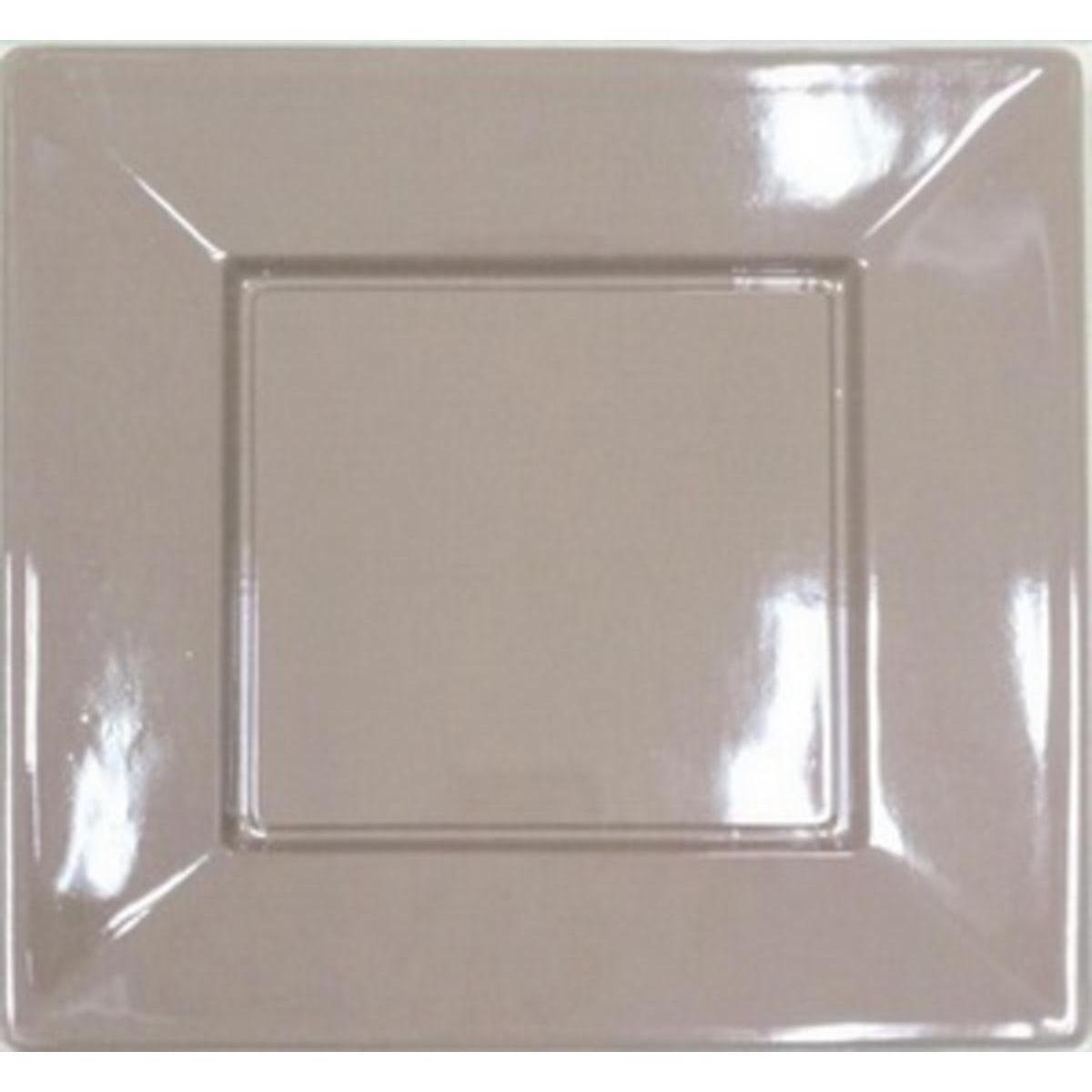 Assiettes plastique carré 23 cm taupe réutilisable x 8