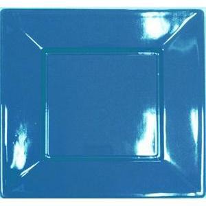 Assiettes plastique carré 18 cm marine réutilisable x 8