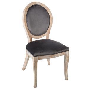 Chaise cleon bois naturel velours gris