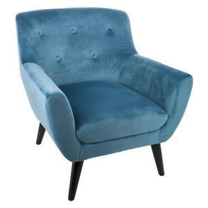 Fauteuil velours eole bleu