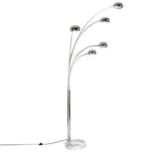 Lampadaire arc acier base marbrée argent H 214 cm