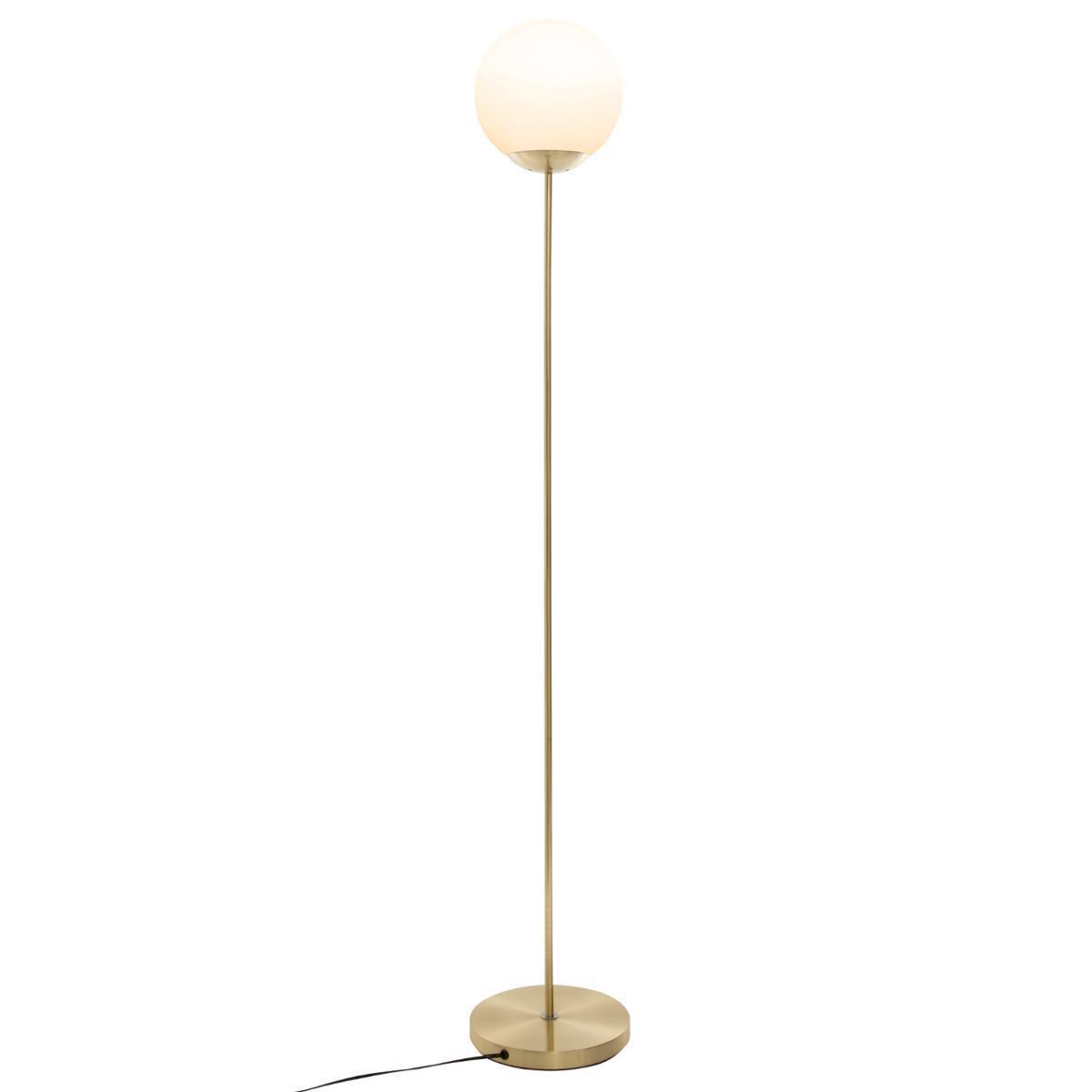 Lampadaire droit métal et verre dris doré H 134 cm