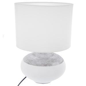 Lampe oval ceramique bato blanc gris mat H 39,5 cm