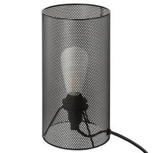 Lampe tube métal ajouré noir H 26 cm