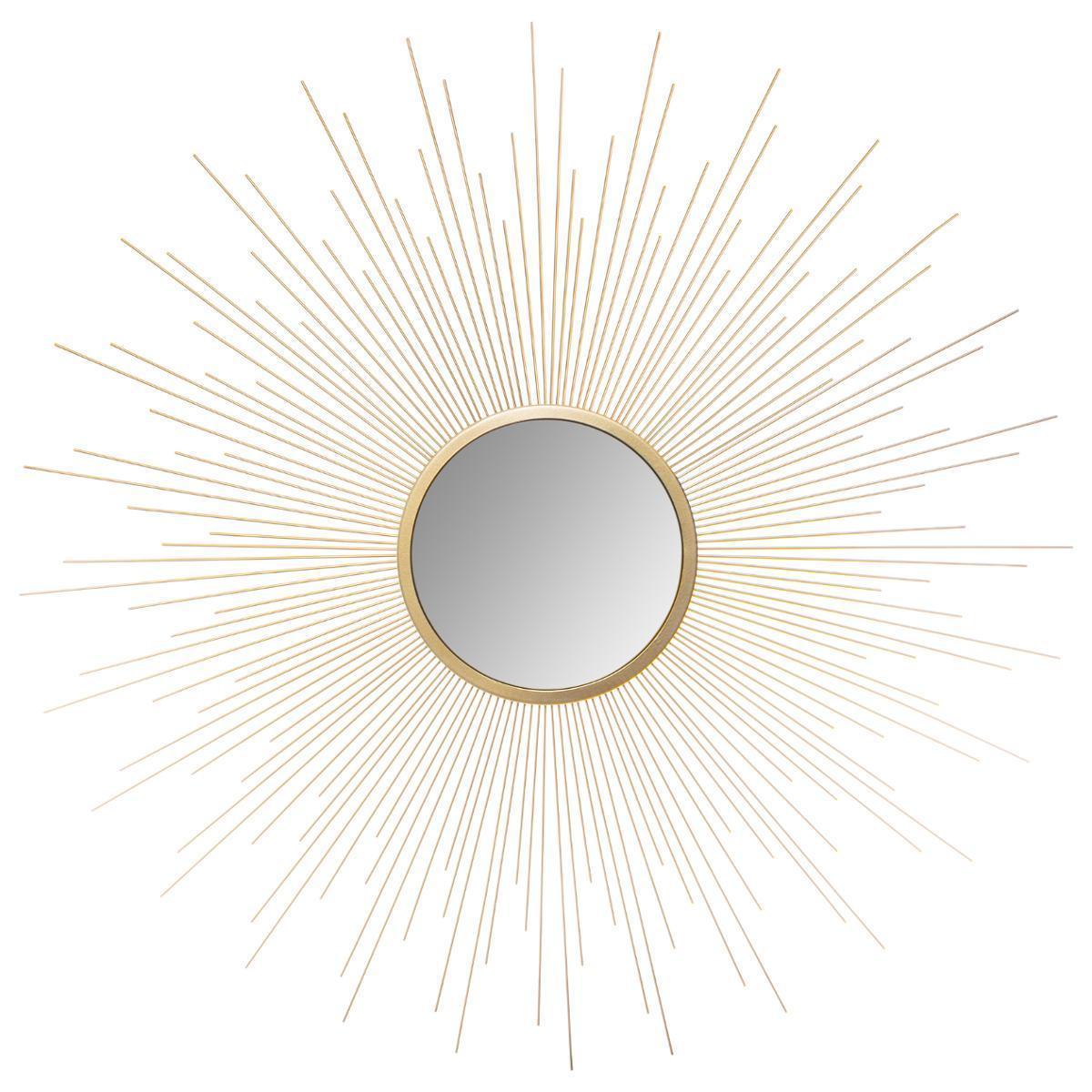 Miroir métal soleil bombé or ø 70 cm