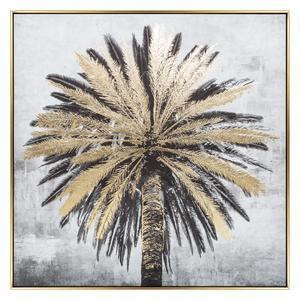 Toile imprimee avec cadre palmier or 75 x 75