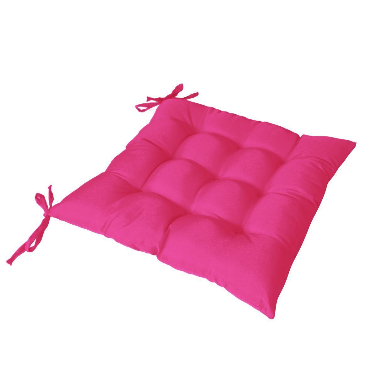 Galette de chaise capitonnée - 40 x 40 cm - Fushia