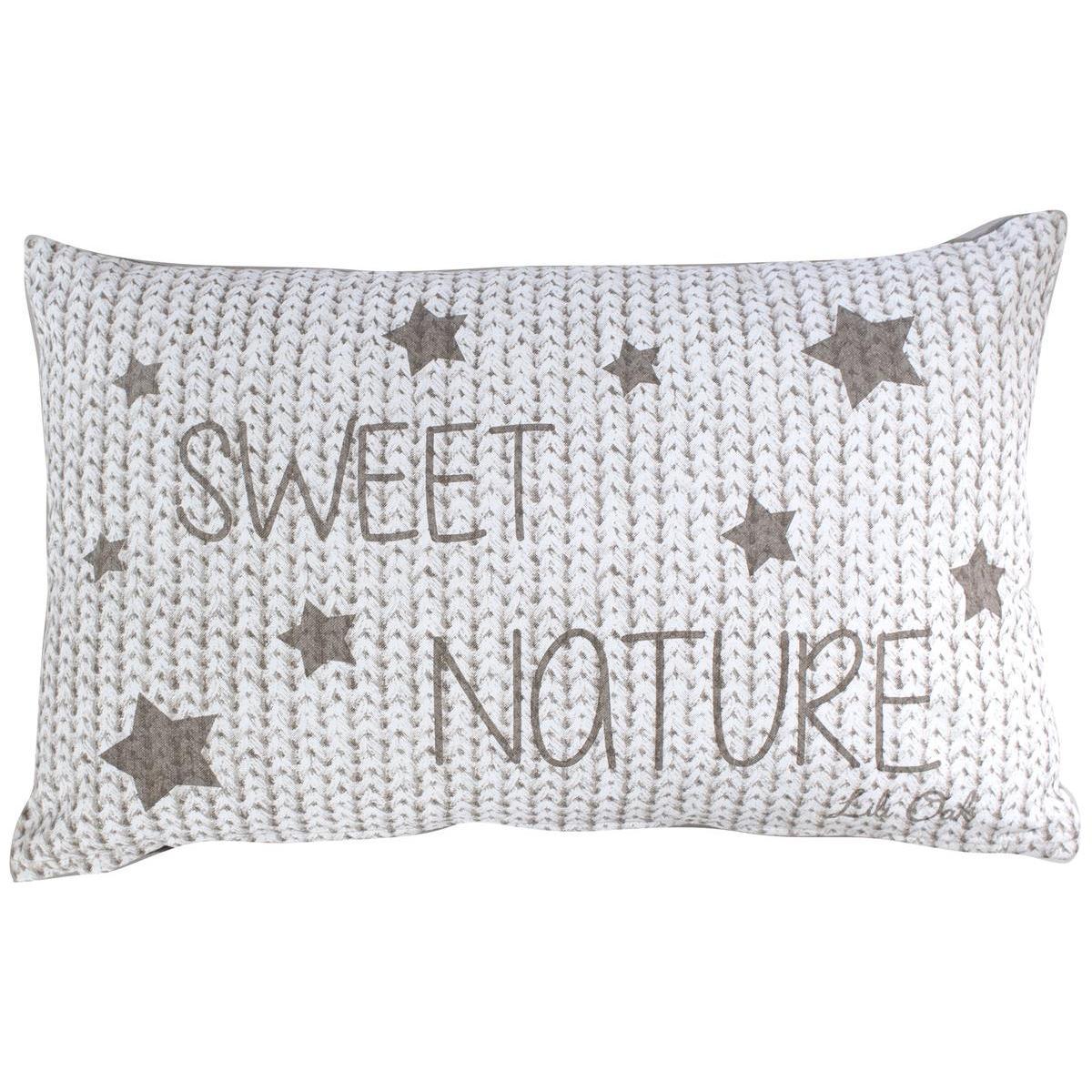 Coussin Cocoon Sweet Nature - 30 x 50 cm - Blanc, gris