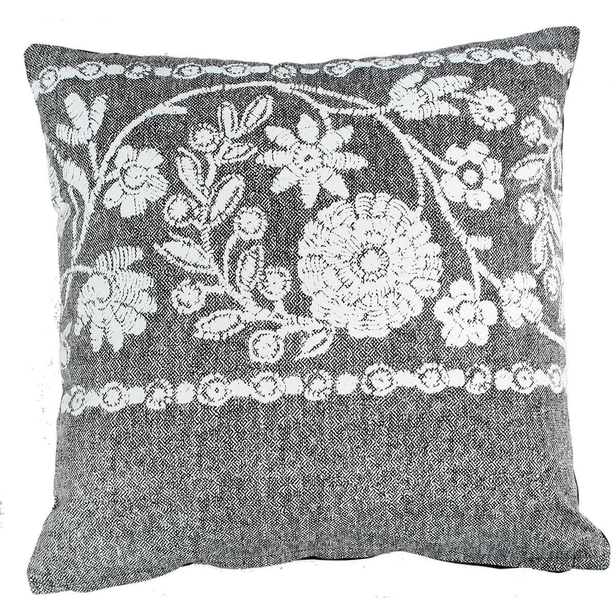 Coussin floral Milano - 40 x 40 cm - Blanc, gris