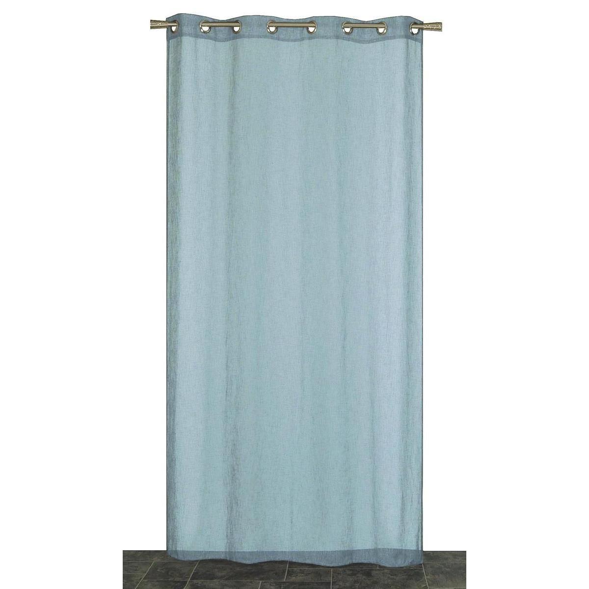 Panneau à œillets aspect lin - L 240 x l 140 cm - Bleu ardoise
