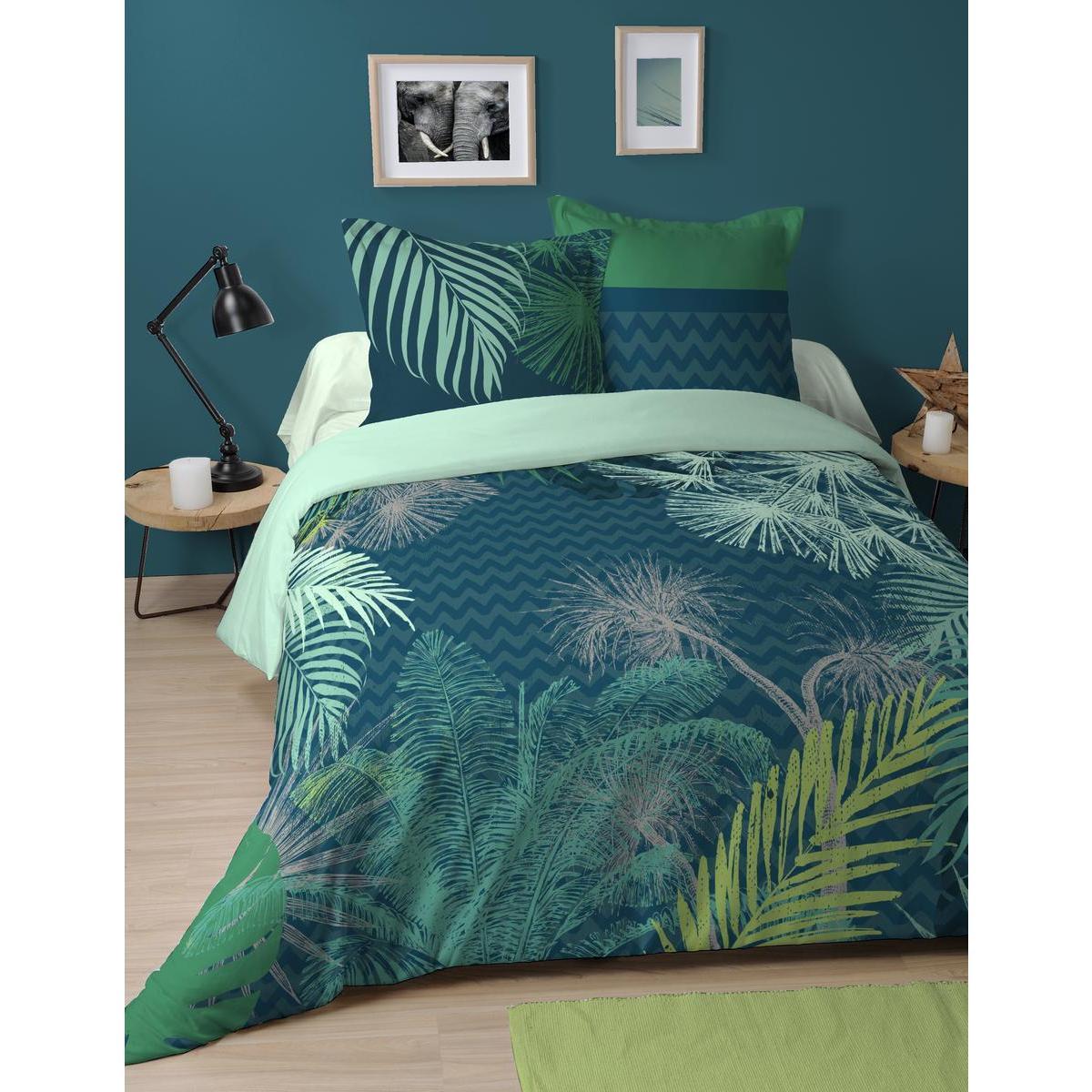 Housse de couette jungle Areca 2 personnes - L 240 x l 220 cm - Vert