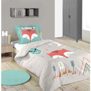 Housse de couette Goupy - L 200 x l 140 cm - Orange, gris, bleu