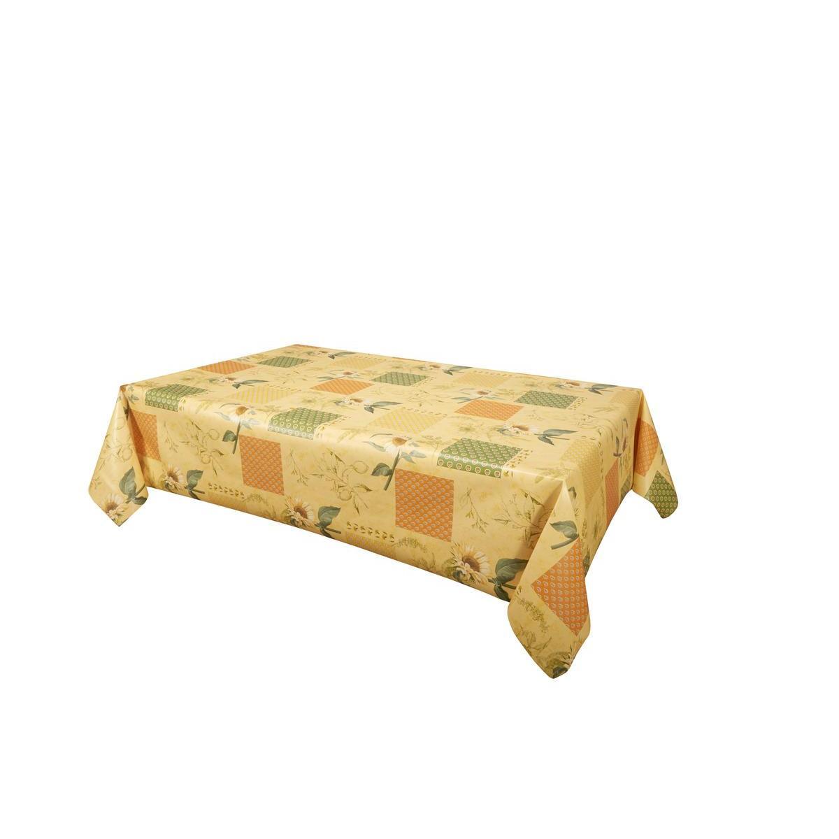 Toile cirée Hélianthe au mètre - l 140 cm - Jaune, orange, vert