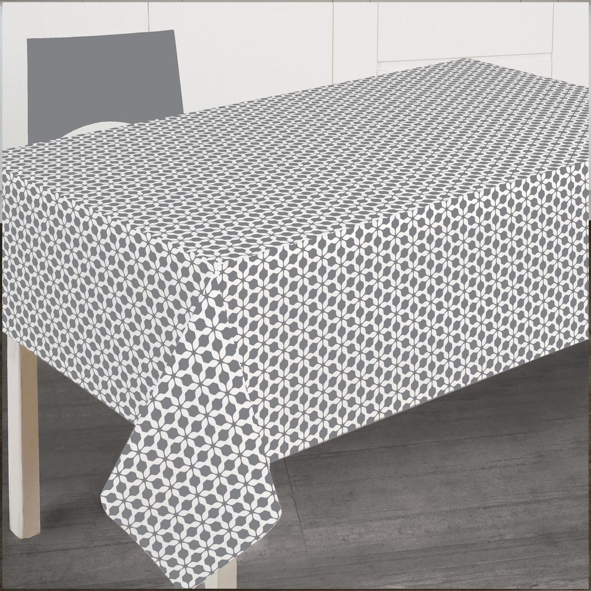 Nappe rectangulaire à motifs cristallins - L 240 x l 145 cm - Gris, blanc