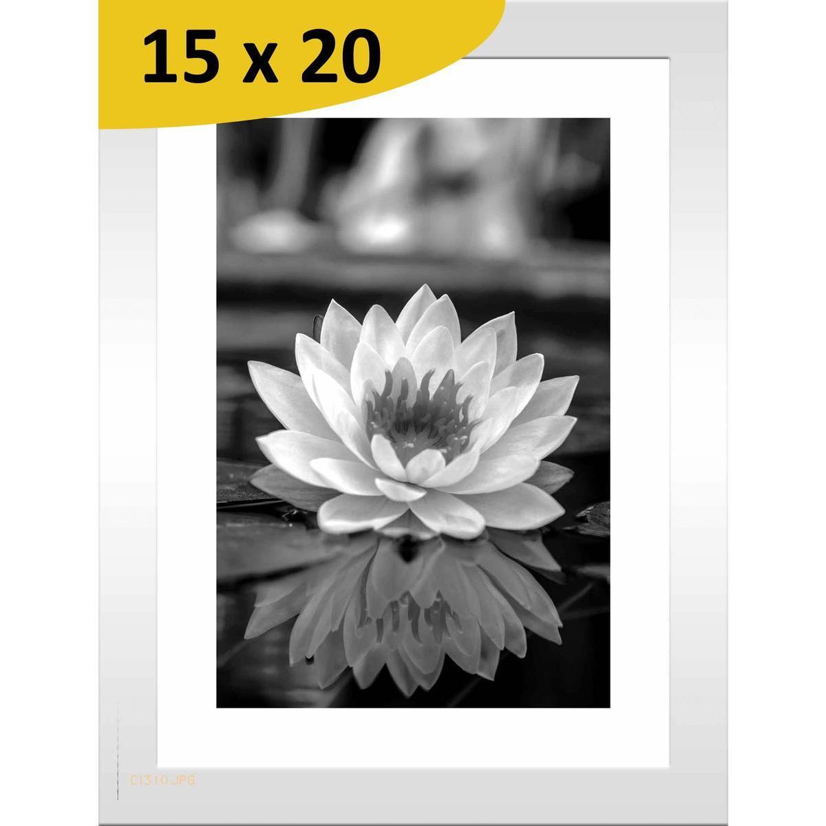 Tableau Fleur - L 15 x P 1.5 x l 20 cm - Noir, blanc - VUE SUR IMAGE