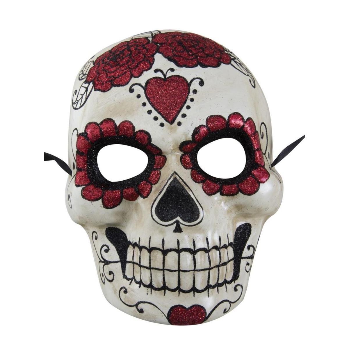 Masque du Jour des Morts - Taille adulte unique - Différents modèles - Rouge, noir, blanc