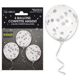 Ballons confettis x 6 argent