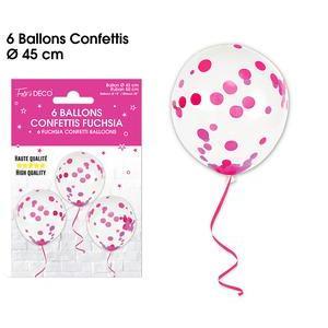 Ballons confettis x 6 fuchsia