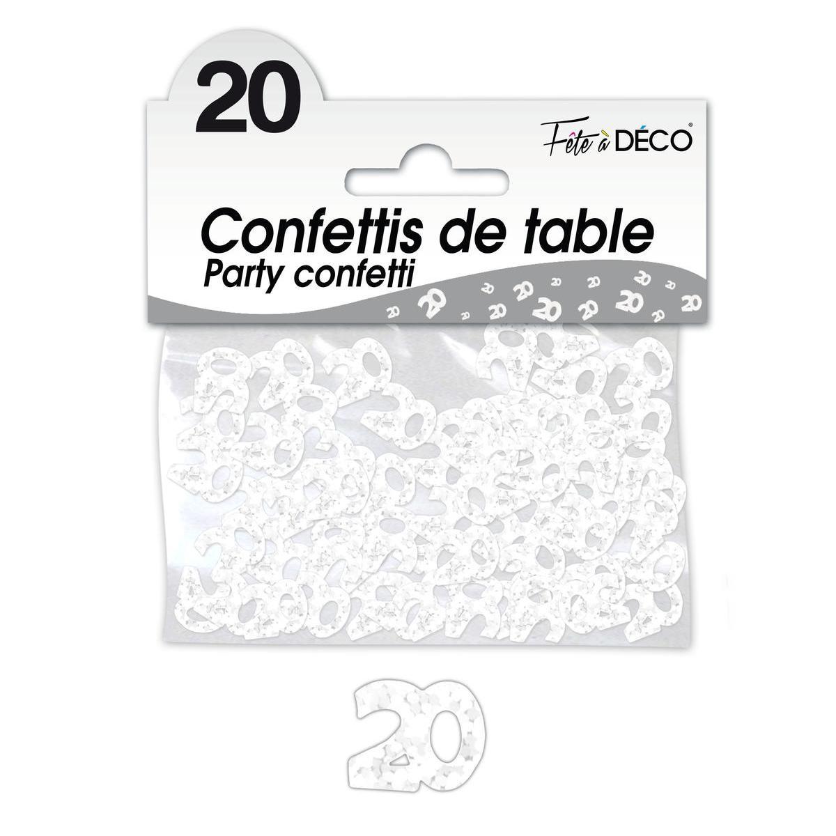 Confettis de table 20 ans blanc