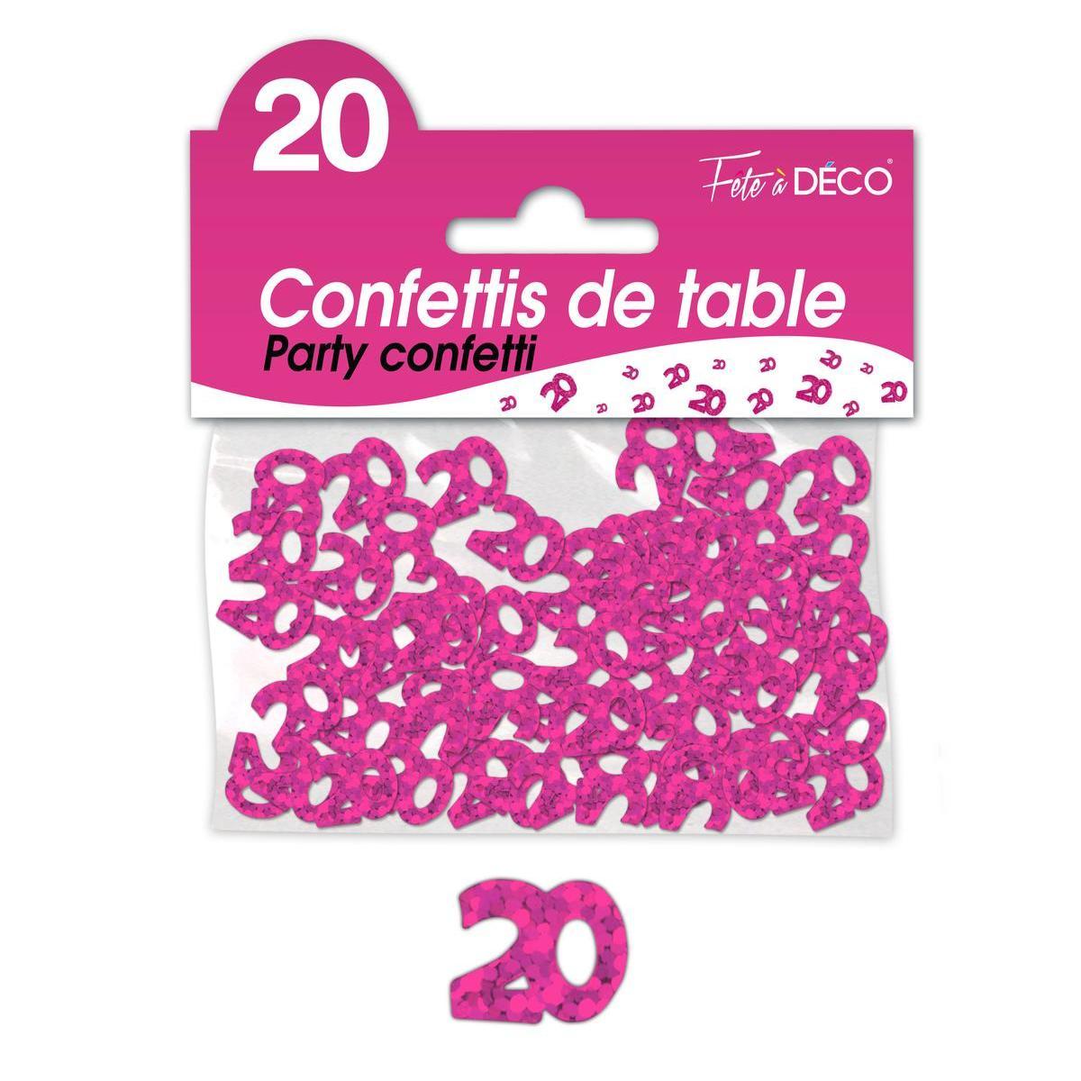 Confettis de table 20 ans fuchsia