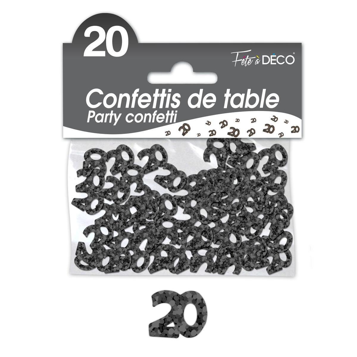 Confettis de table 20 ans noir