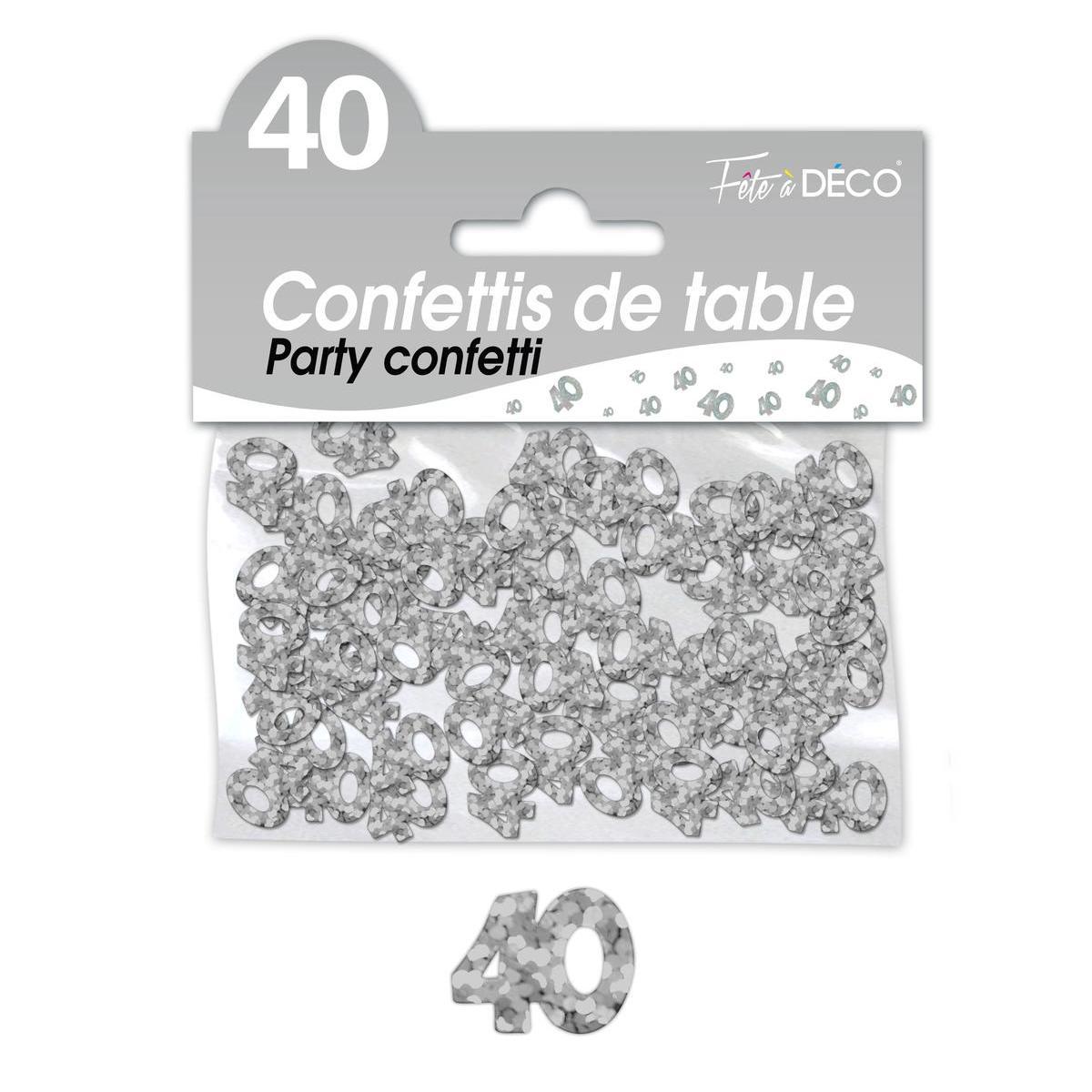 Confettis de table 40 ans argent