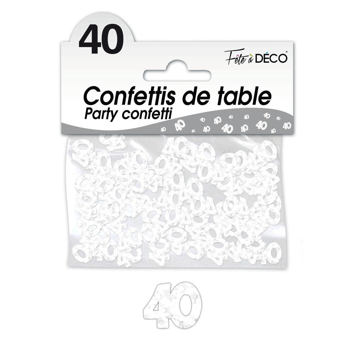 Confettis de table 40 ans blanc