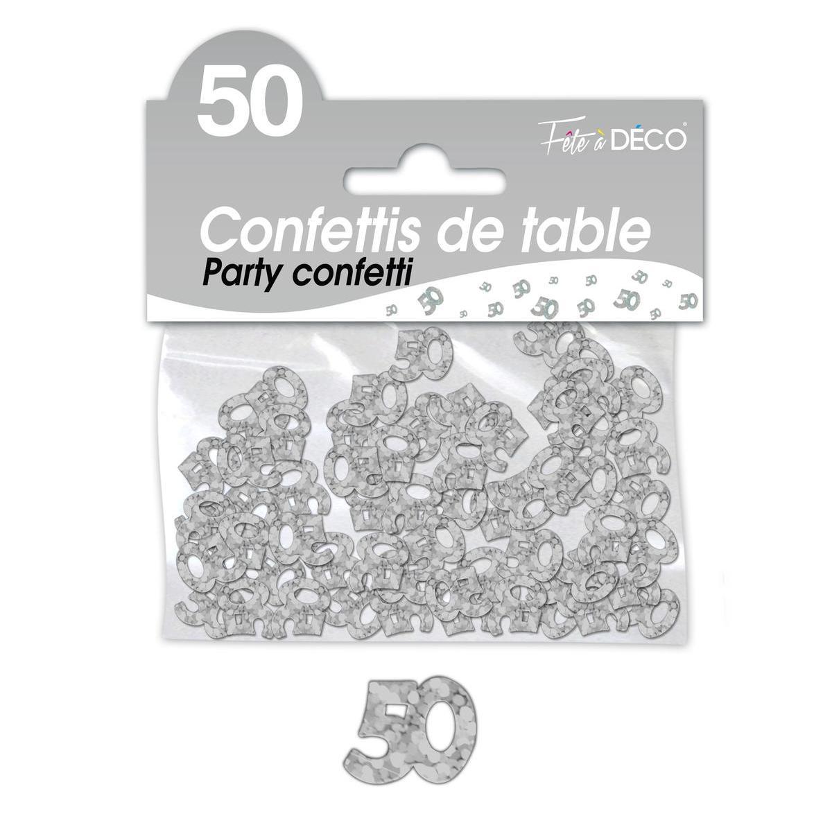 Confettis de table 50 ans argent