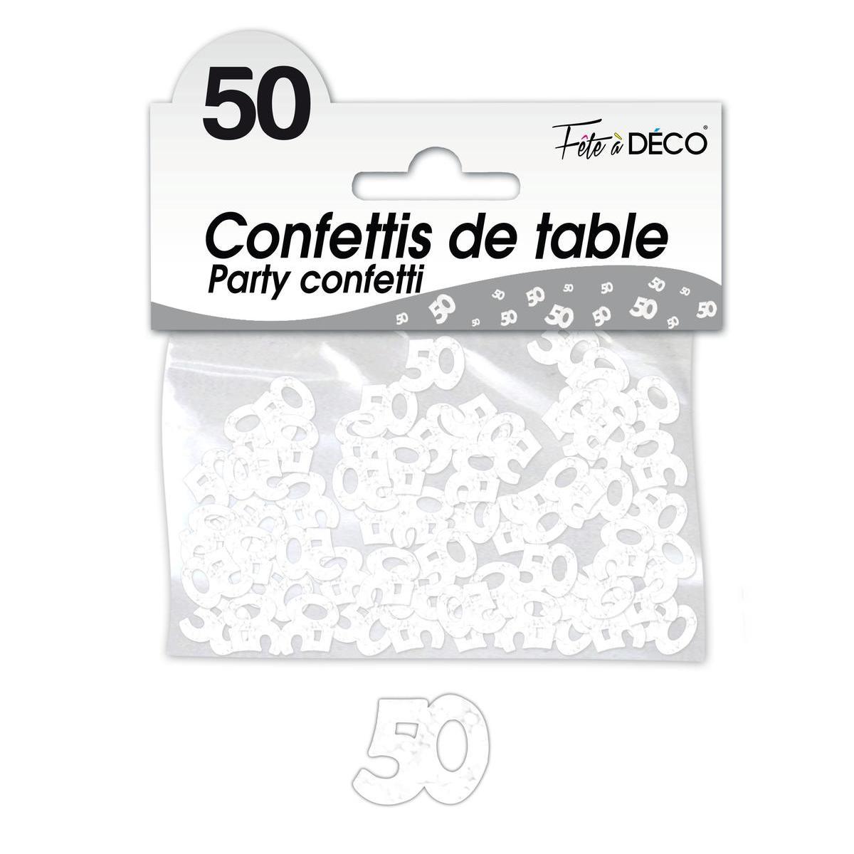 Confettis de table 50 ans blanc