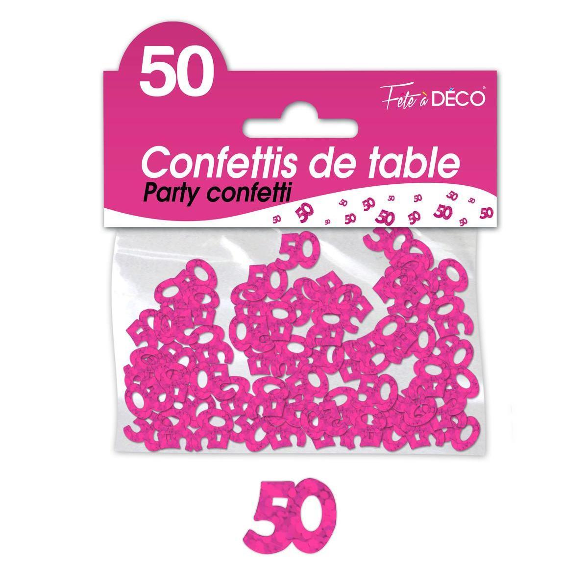 Confettis de table 50 ans fuchsia