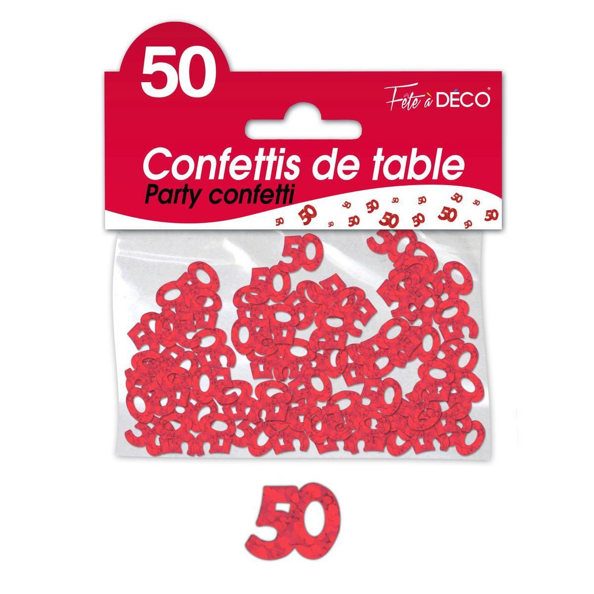 Confettis de table 50 ans rouge