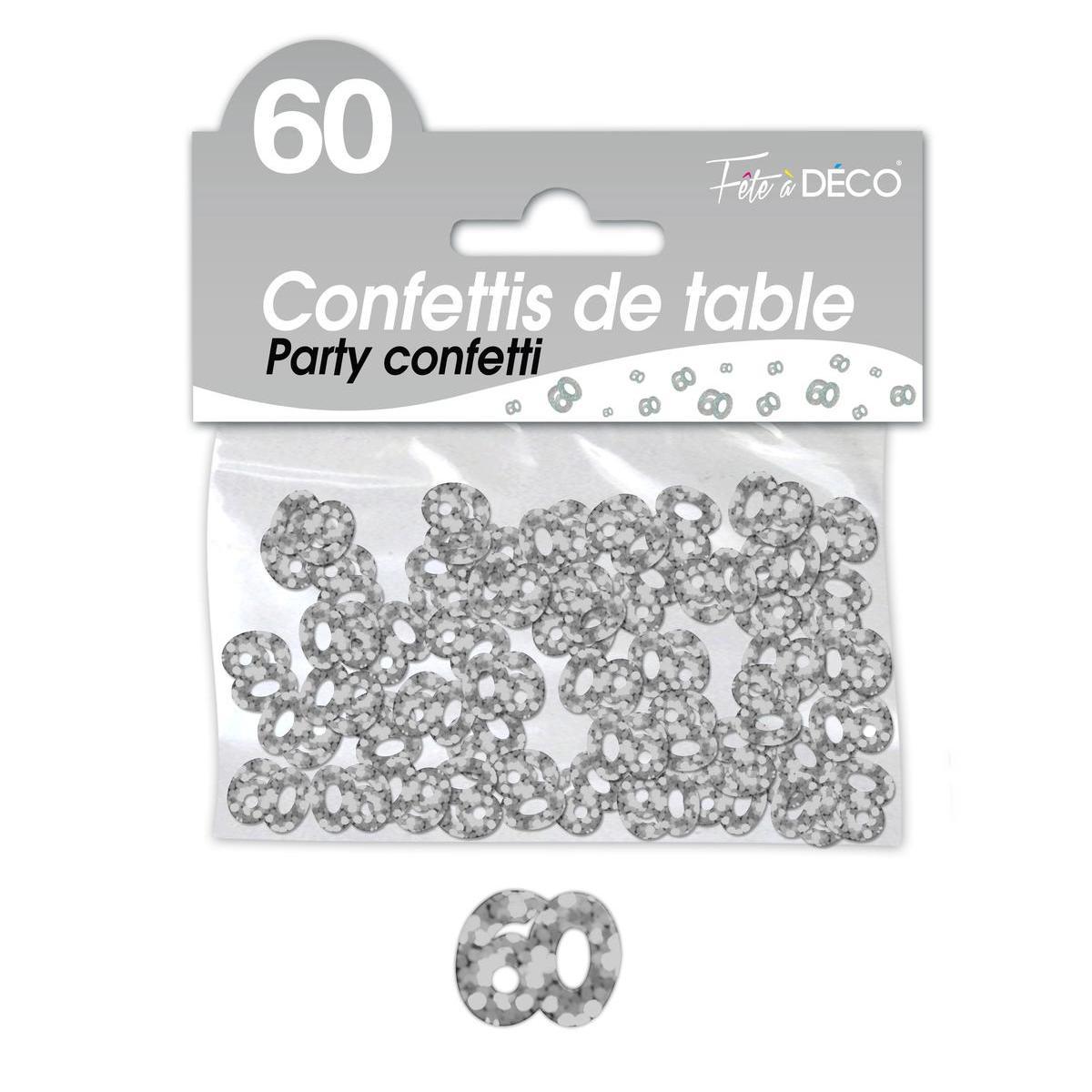 Confettis de table 60 ans argent