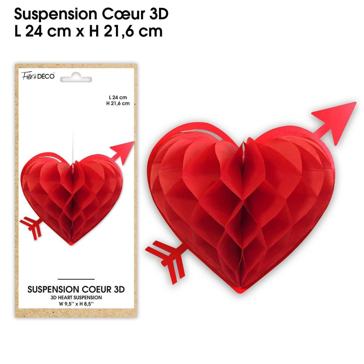 Suspension coeur 3D rouge