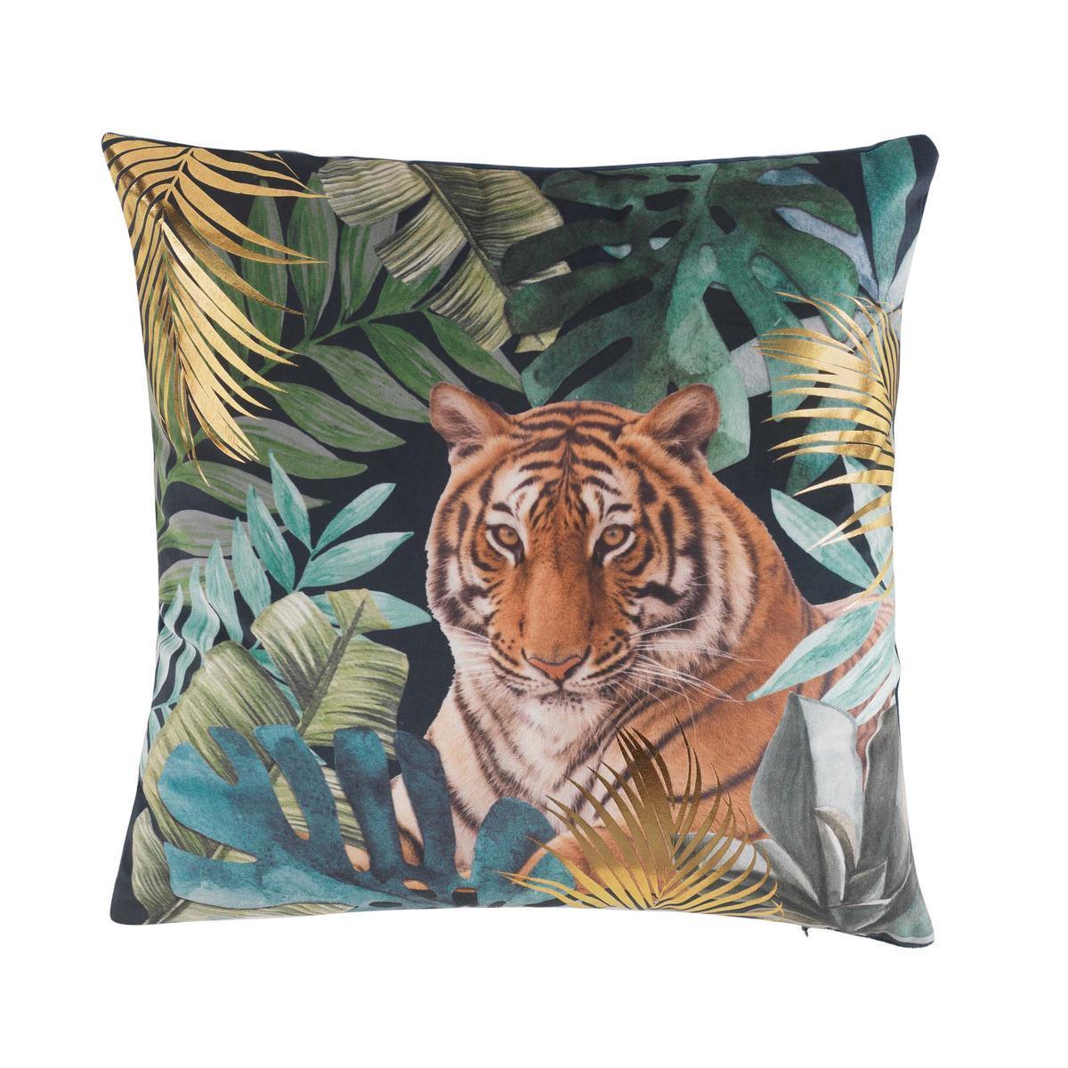 Coussin déhoussable imprimé Tigre - L 45 x 45 cm - Multicolore