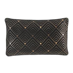 Coussin déhoussable chic Zefir - L 50 x l 30 cm - Or, noir