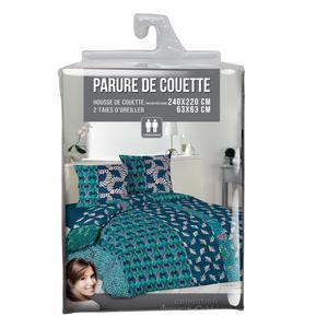 Parure de lit 3 places Lazuli - L 240 x l 220 cm - Vert, bleu