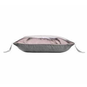 Coussin déhoussable à pompons Luxe - L 40 x l 40 cm - Rose, gris