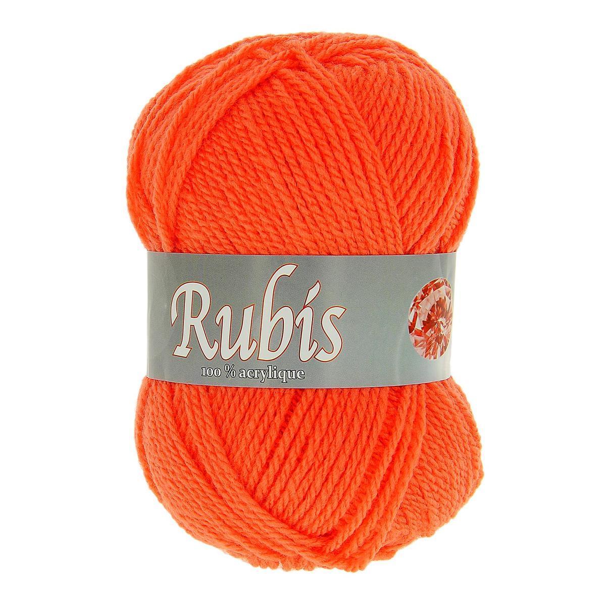 Paquet de 10 pelotes de 50 gr / 140 m fil à tricoter Rubis - 100 % acrylique - Saumon - Orange