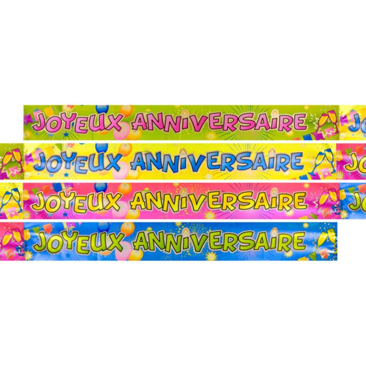 Bannière métallisée Joyeux Anniversaire pop - 360 x 12.3 cm - Multicolore