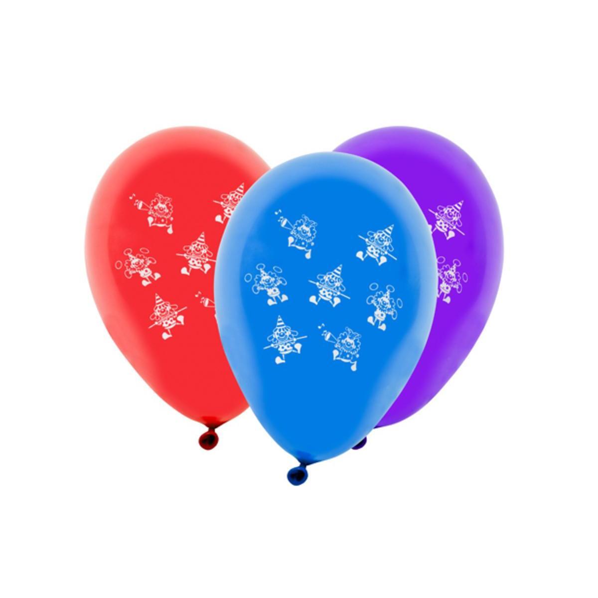 ballon imprime clown coloris assortis (x 8) 31 x 22 cm