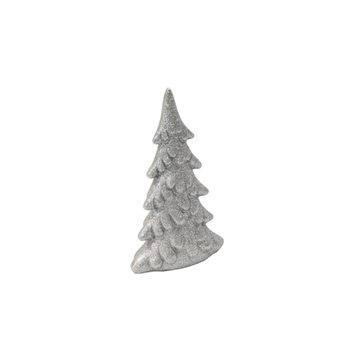 sapin resine pailletee deco 13 cm argent