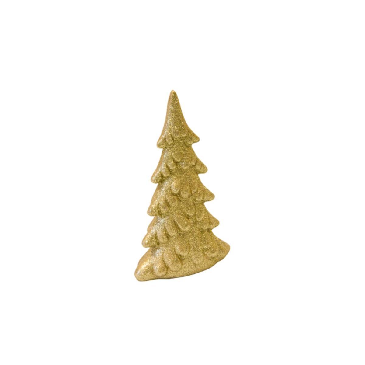 sapin resine pailletee deco 13 cm or