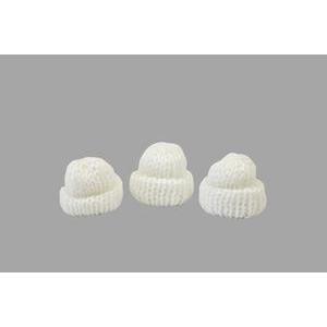 Bonnet tricot déco (x 3) - 1.5 x 3.4 x 1.5 cm - Blanc