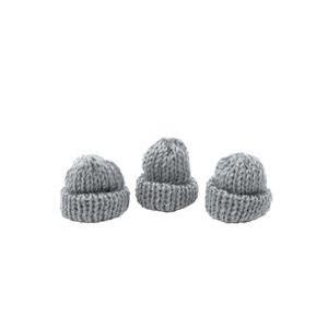 Bonnet tricot déco (x 3) - 1.5 x 3.4 x 1.5 cm - Gris