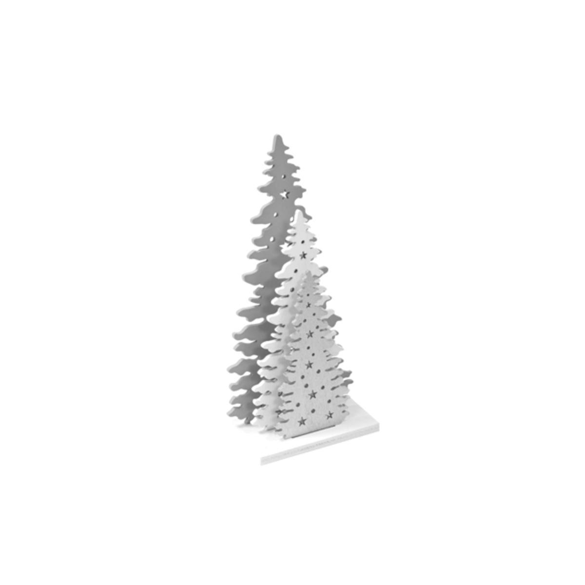 Sapin en degradé bois sur socle Noël élégant (x 3) - 7.5 x 15 x 4 cm - Gris